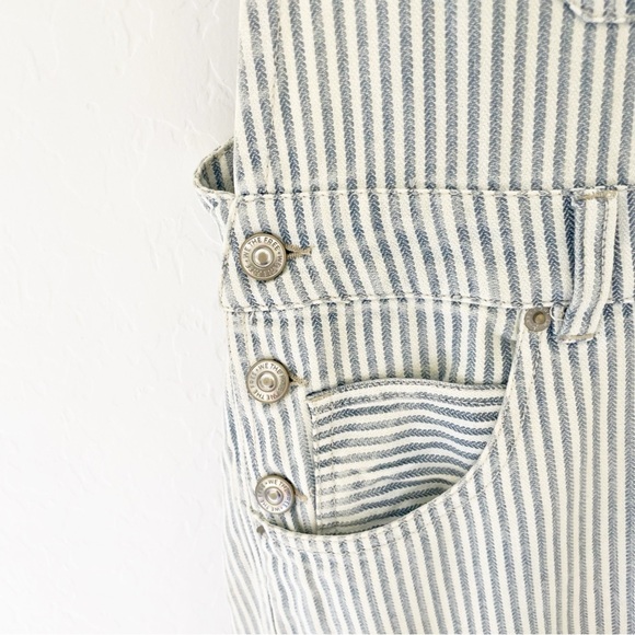 We The Free Good Luck Striped Barrel Overalls in indigo railroad size medium - Picture 6 of 9